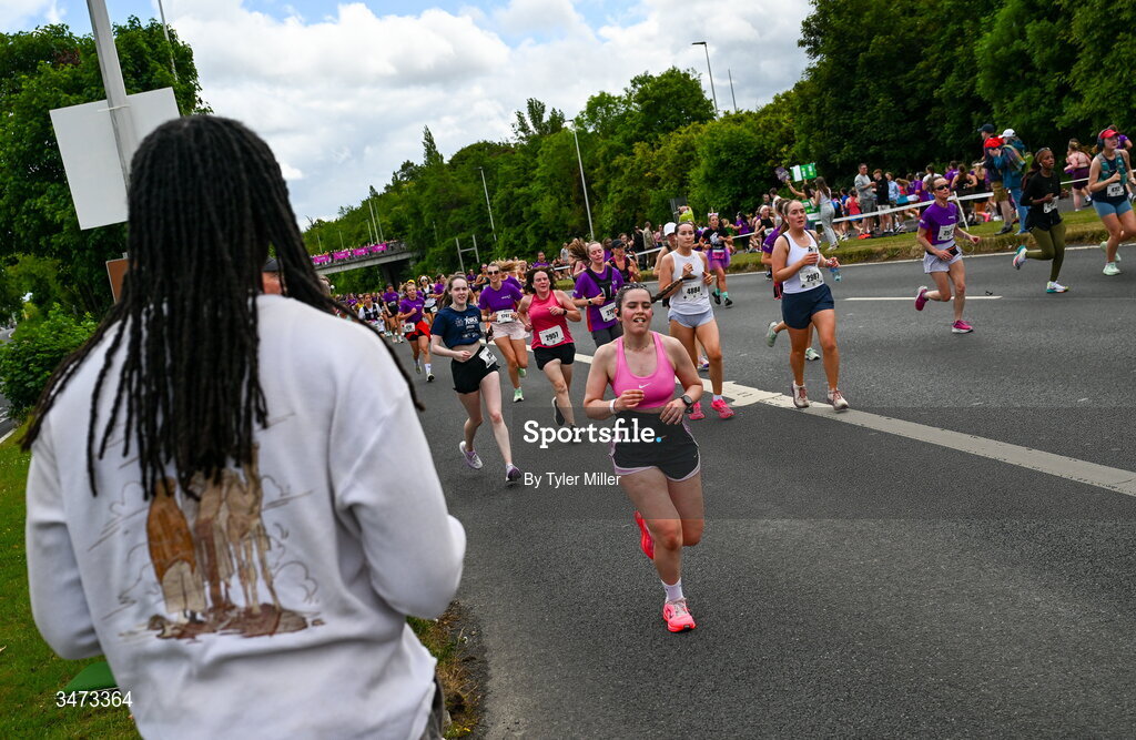 31 May 2026; Participants during the 2026 Vhi Women’s Mini Marathon. Almost 30,000 women from all over the country took to the streets of Dublin to run, walk and jog the 10km route, raising much needed funds for hundreds of charities around the country. www.vhiwomensminimarathon.ie. Photo by Tyler Miller/Sportsfile