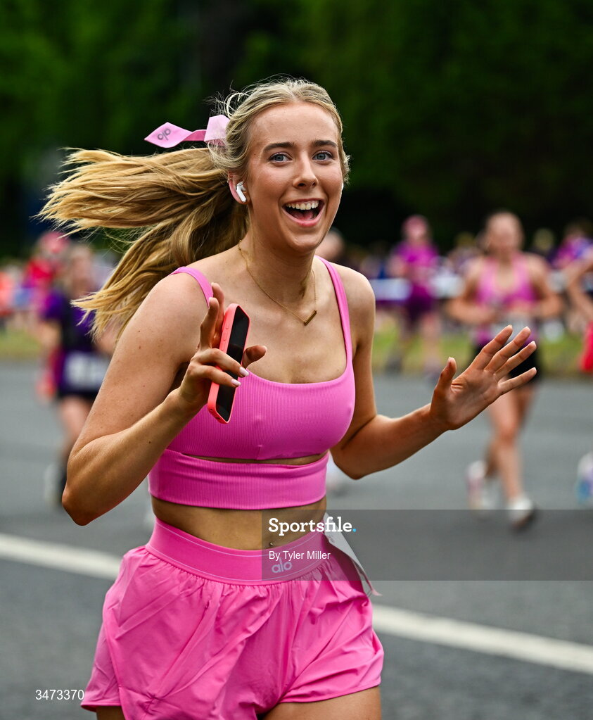 31 May 2026; Participants during the 2026 Vhi Women’s Mini Marathon. Almost 30,000 women from all over the country took to the streets of Dublin to run, walk and jog the 10km route, raising much needed funds for hundreds of charities around the country. www.vhiwomensminimarathon.ie. Photo by Tyler Miller/Sportsfile