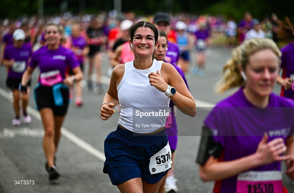 31 May 2026; Participants during the 2026 Vhi Women’s Mini Marathon. Almost 30,000 women from all over the country took to the streets of Dublin to run, walk and jog the 10km route, raising much needed funds for hundreds of charities around the country. www.vhiwomensminimarathon.ie. Photo by Tyler Miller/Sportsfile