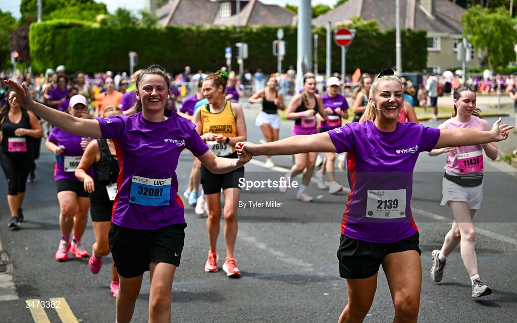 31 May 2026; Participants during the 2026 Vhi Women’s Mini Marathon. Almost 30,000 women from all over the country took to the streets of Dublin to run, walk and jog the 10km route, raising much needed funds for hundreds of charities around the country. www.vhiwomensminimarathon.ie. Photo by Tyler Miller/Sportsfile