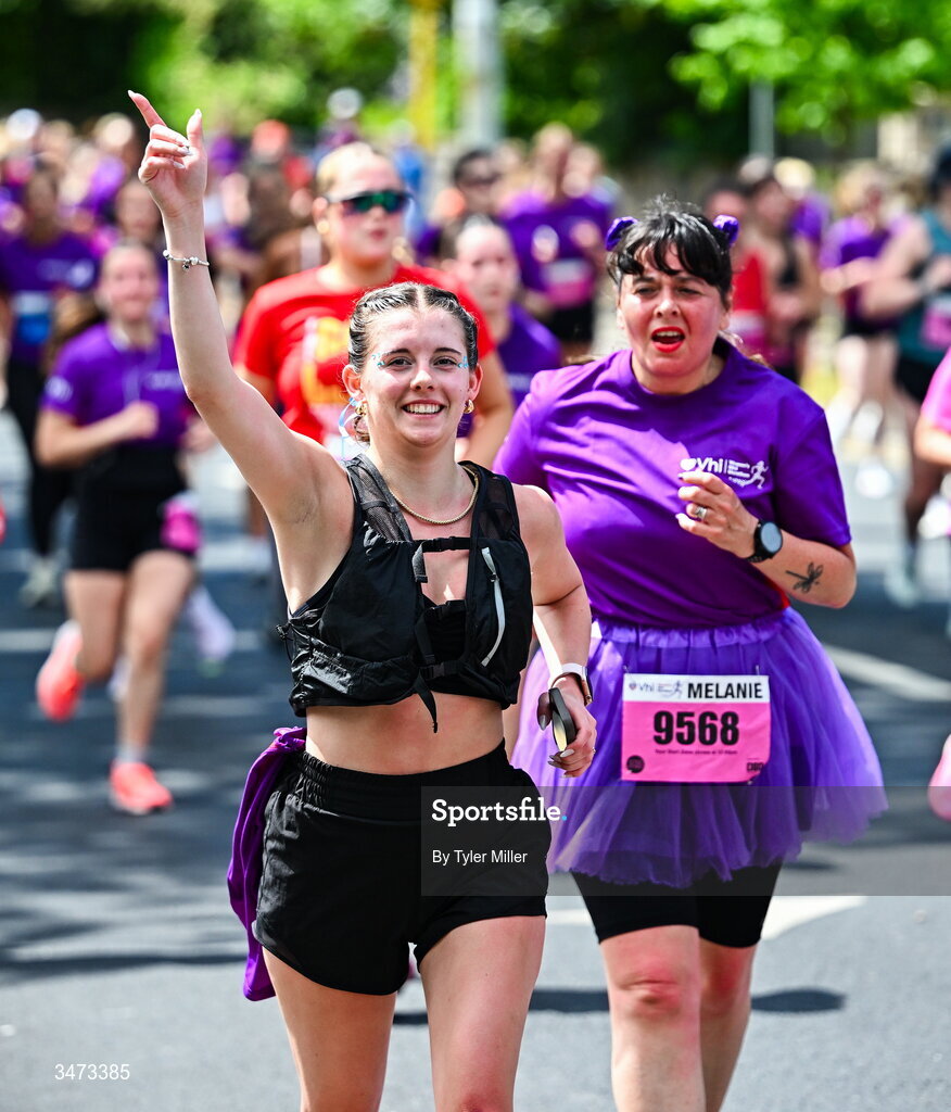 31 May 2026; Participants during the 2026 Vhi Women’s Mini Marathon. Almost 30,000 women from all over the country took to the streets of Dublin to run, walk and jog the 10km route, raising much needed funds for hundreds of charities around the country. www.vhiwomensminimarathon.ie. Photo by Tyler Miller/Sportsfile