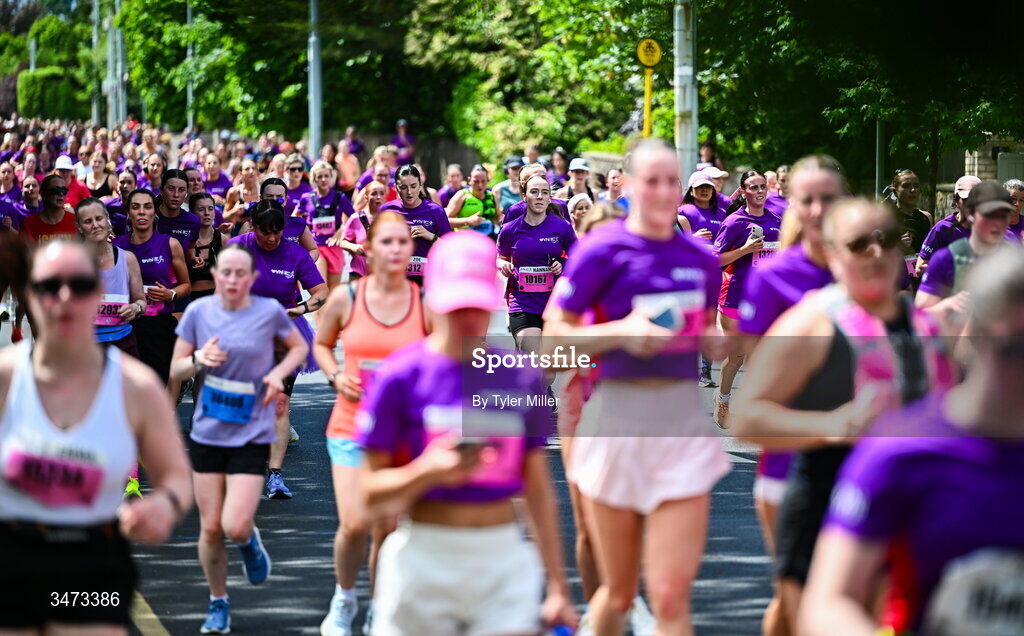 31 May 2026; Participants during the 2026 Vhi Women’s Mini Marathon. Almost 30,000 women from all over the country took to the streets of Dublin to run, walk and jog the 10km route, raising much needed funds for hundreds of charities around the country. www.vhiwomensminimarathon.ie. Photo by Tyler Miller/Sportsfile