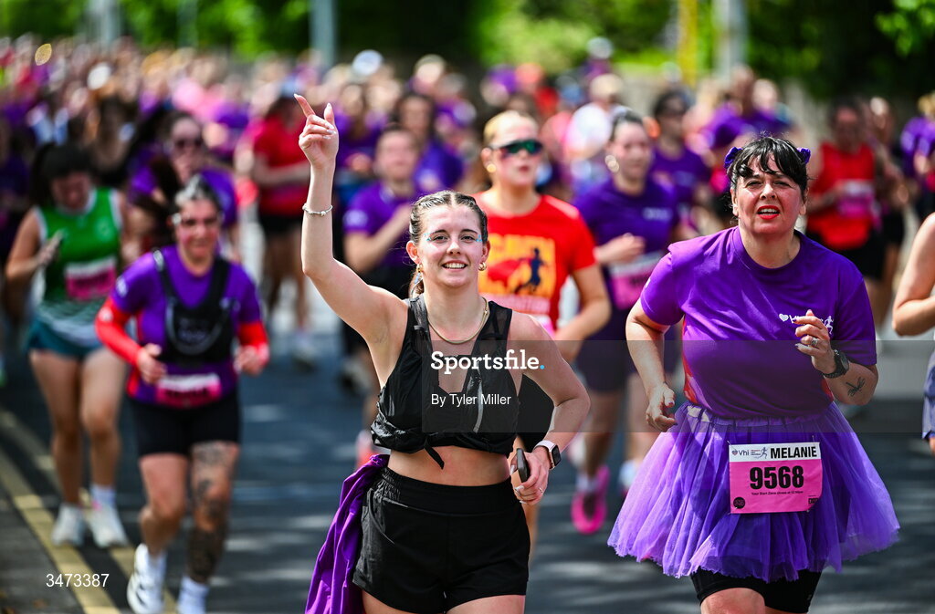 31 May 2026; Participants during the 2026 Vhi Women’s Mini Marathon. Almost 30,000 women from all over the country took to the streets of Dublin to run, walk and jog the 10km route, raising much needed funds for hundreds of charities around the country. www.vhiwomensminimarathon.ie. Photo by Tyler Miller/Sportsfile