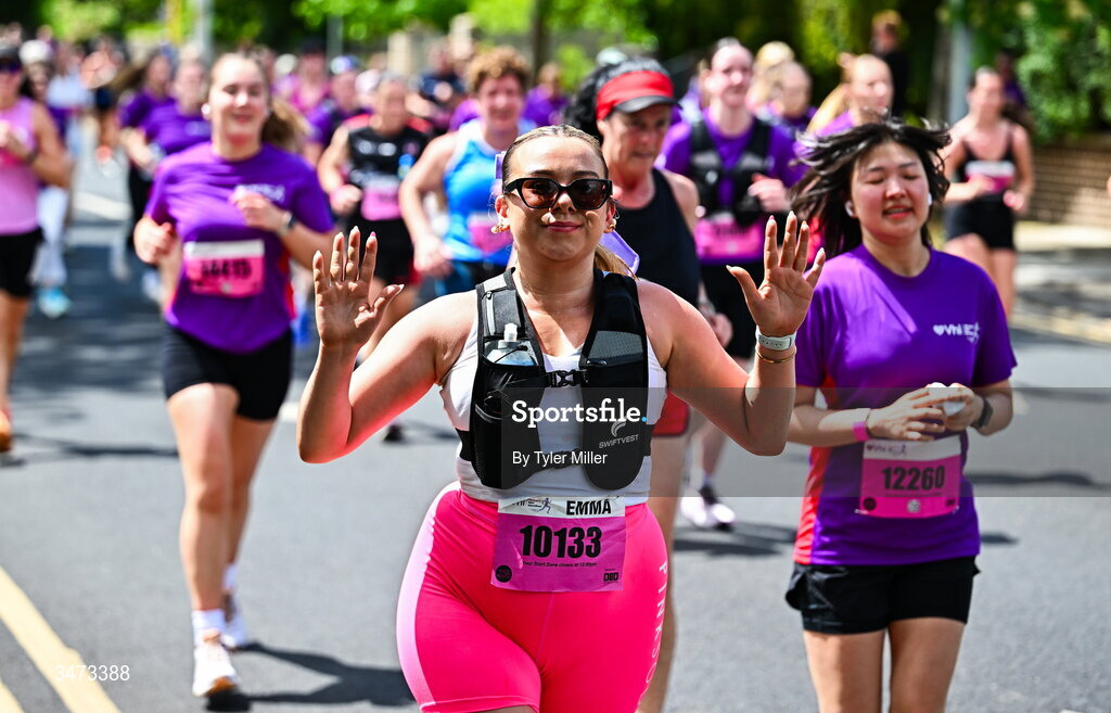 31 May 2026; Participants during the 2026 Vhi Women’s Mini Marathon. Almost 30,000 women from all over the country took to the streets of Dublin to run, walk and jog the 10km route, raising much needed funds for hundreds of charities around the country. www.vhiwomensminimarathon.ie. Photo by Tyler Miller/Sportsfile