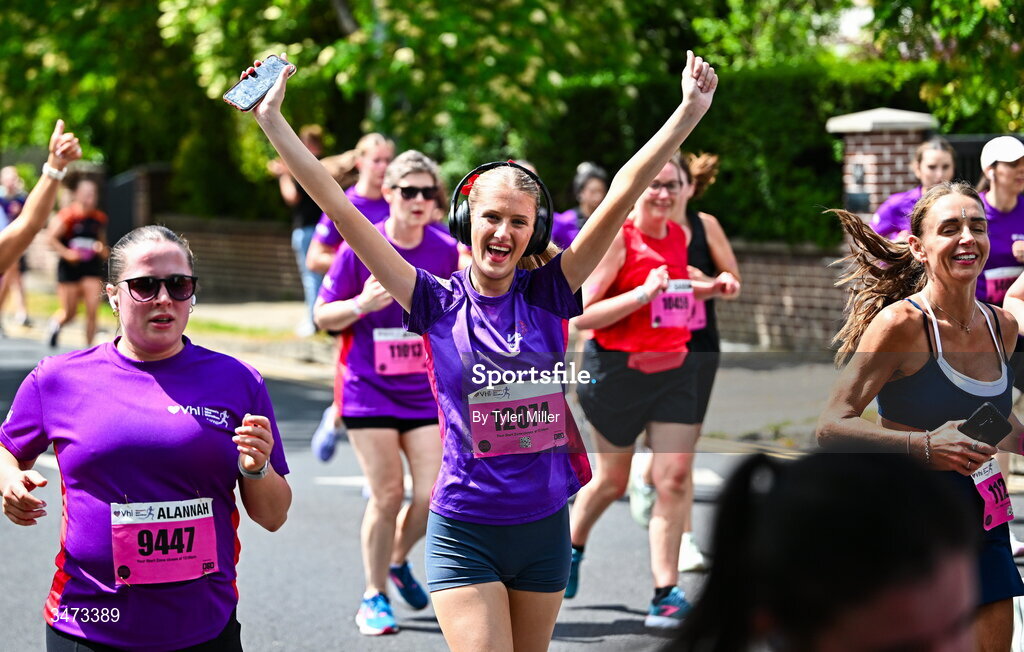 31 May 2026; Participants during the 2026 Vhi Women’s Mini Marathon. Almost 30,000 women from all over the country took to the streets of Dublin to run, walk and jog the 10km route, raising much needed funds for hundreds of charities around the country. www.vhiwomensminimarathon.ie. Photo by Tyler Miller/Sportsfile