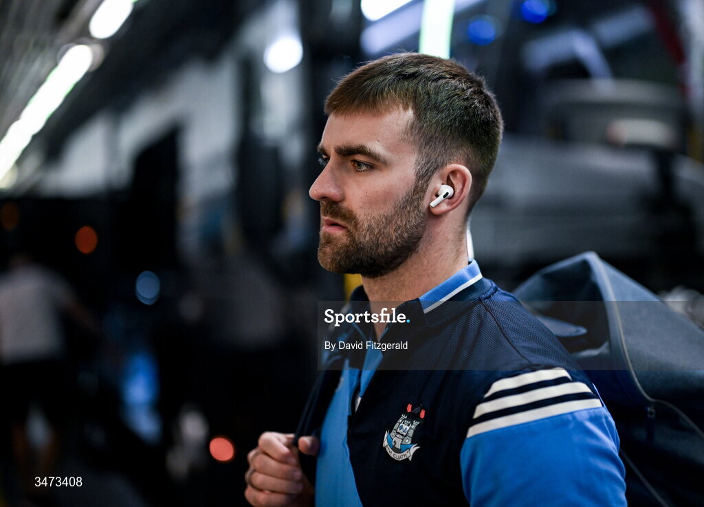 31 May 2026; Seán MacMahon of Dublin arrives before the GAA Football All-Ireland Senior Championship Round 1 match between Dublin and Louth at Croke Park in Dublin. Photo by David Fitzgerald/Sportsfile