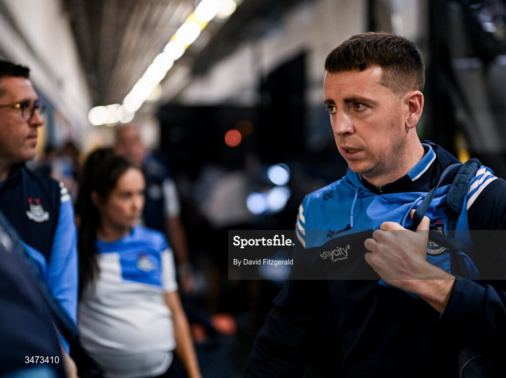 31 May 2026; Cormac Costello of Dublin arrives before the GAA Football All-Ireland Senior Championship Round 1 match between Dublin and Louth at Croke Park in Dublin. Photo by David Fitzgerald/Sportsfile