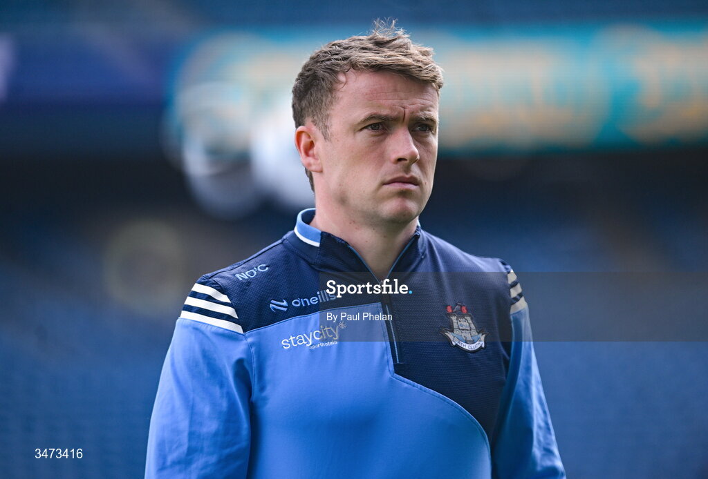 31 May 2026; Niall O'Callaghan of Dublin arrives before the GAA Football All-Ireland Senior Championship Round 1 match between Dublin and Louth at Croke Park in Dublin. Photo by Paul Phelan/Sportsfile