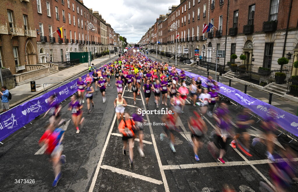 31 May 2026; Participants during the 2026 Vhi Women’s Mini Marathon. Almost 30,000 women from all over the country took to the streets of Dublin to run, walk and jog the 10km route, raising much needed funds for hundreds of charities around the country. www.vhiwomensminimarathon.ie. Photo by Sam Barnes/Sportsfile