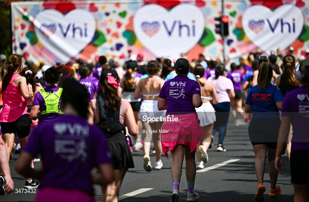 31 May 2026; Participants during the 2026 Vhi Women’s Mini Marathon. Almost 30,000 women from all over the country took to the streets of Dublin to run, walk and jog the 10km route, raising much needed funds for hundreds of charities around the country. www.vhiwomensminimarathon.ie. Photo by Tyler Miller/Sportsfile