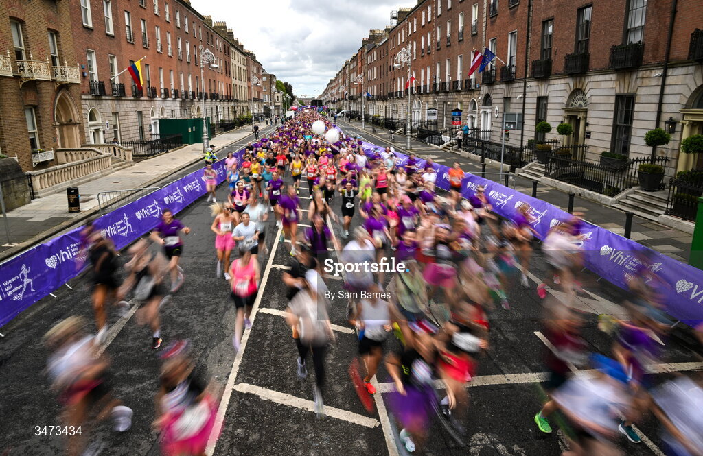 31 May 2026; Participants during the 2026 Vhi Women’s Mini Marathon. Almost 30,000 women from all over the country took to the streets of Dublin to run, walk and jog the 10km route, raising much needed funds for hundreds of charities around the country. www.vhiwomensminimarathon.ie. Photo by Sam Barnes/Sportsfile
