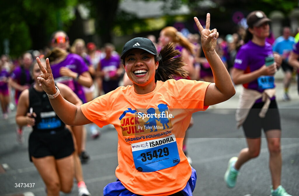 31 May 2026; Participants during the 2026 Vhi Women’s Mini Marathon. Almost 30,000 women from all over the country took to the streets of Dublin to run, walk and jog the 10km route, raising much needed funds for hundreds of charities around the country. www.vhiwomensminimarathon.ie. Photo by Tyler Miller/Sportsfile