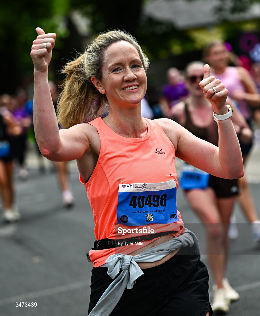 31 May 2026; Participants during the 2026 Vhi Women’s Mini Marathon. Almost 30,000 women from all over the country took to the streets of Dublin to run, walk and jog the 10km route, raising much needed funds for hundreds of charities around the country. www.vhiwomensminimarathon.ie. Photo by Tyler Miller/Sportsfile