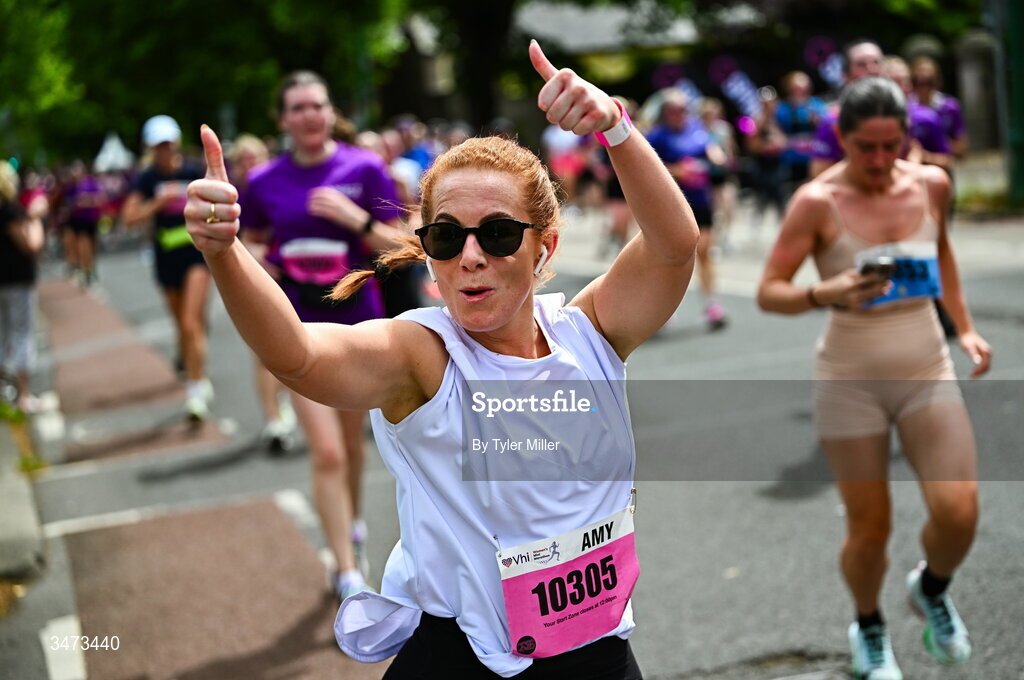 31 May 2026; Participants during the 2026 Vhi Women’s Mini Marathon. Almost 30,000 women from all over the country took to the streets of Dublin to run, walk and jog the 10km route, raising much needed funds for hundreds of charities around the country. www.vhiwomensminimarathon.ie. Photo by Tyler Miller/Sportsfile