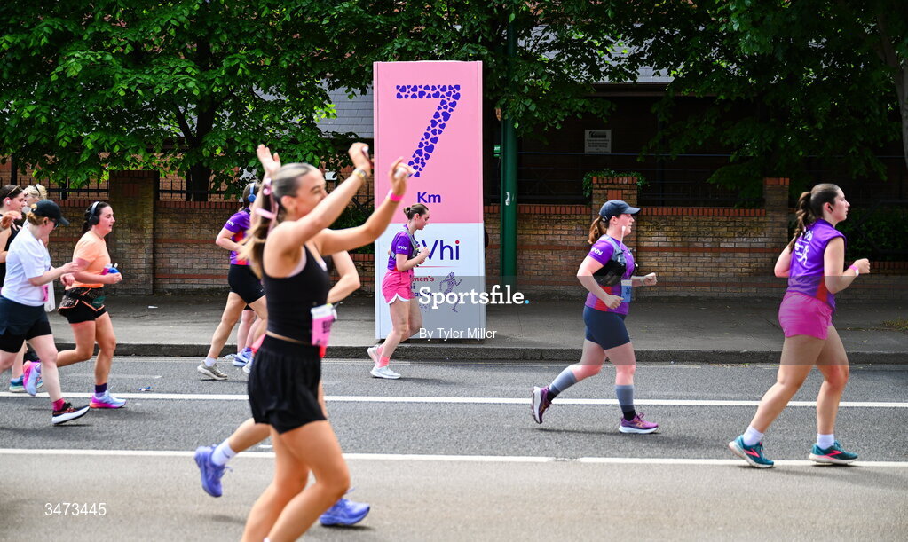31 May 2026; Participants during the 2026 Vhi Women’s Mini Marathon. Almost 30,000 women from all over the country took to the streets of Dublin to run, walk and jog the 10km route, raising much needed funds for hundreds of charities around the country. www.vhiwomensminimarathon.ie. Photo by Tyler Miller/Sportsfile