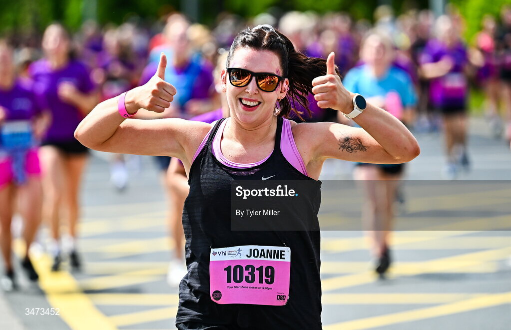 31 May 2026; Participants during the 2026 Vhi Women’s Mini Marathon. Almost 30,000 women from all over the country took to the streets of Dublin to run, walk and jog the 10km route, raising much needed funds for hundreds of charities around the country. www.vhiwomensminimarathon.ie. Photo by Tyler Miller/Sportsfile