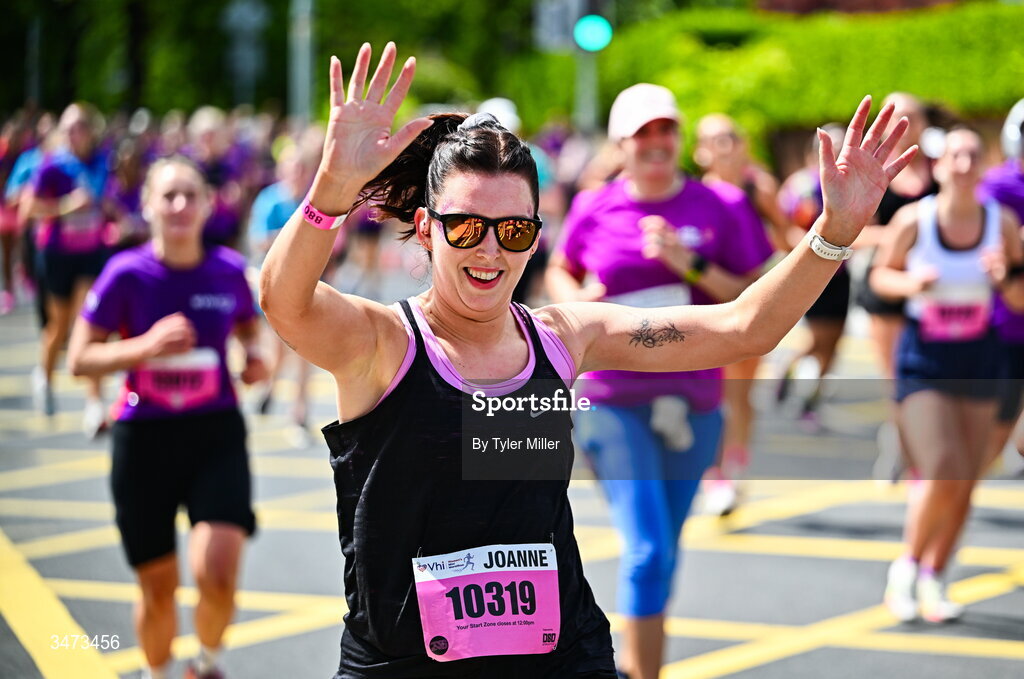 31 May 2026; Participants during the 2026 Vhi Women’s Mini Marathon. Almost 30,000 women from all over the country took to the streets of Dublin to run, walk and jog the 10km route, raising much needed funds for hundreds of charities around the country. www.vhiwomensminimarathon.ie. Photo by Tyler Miller/Sportsfile