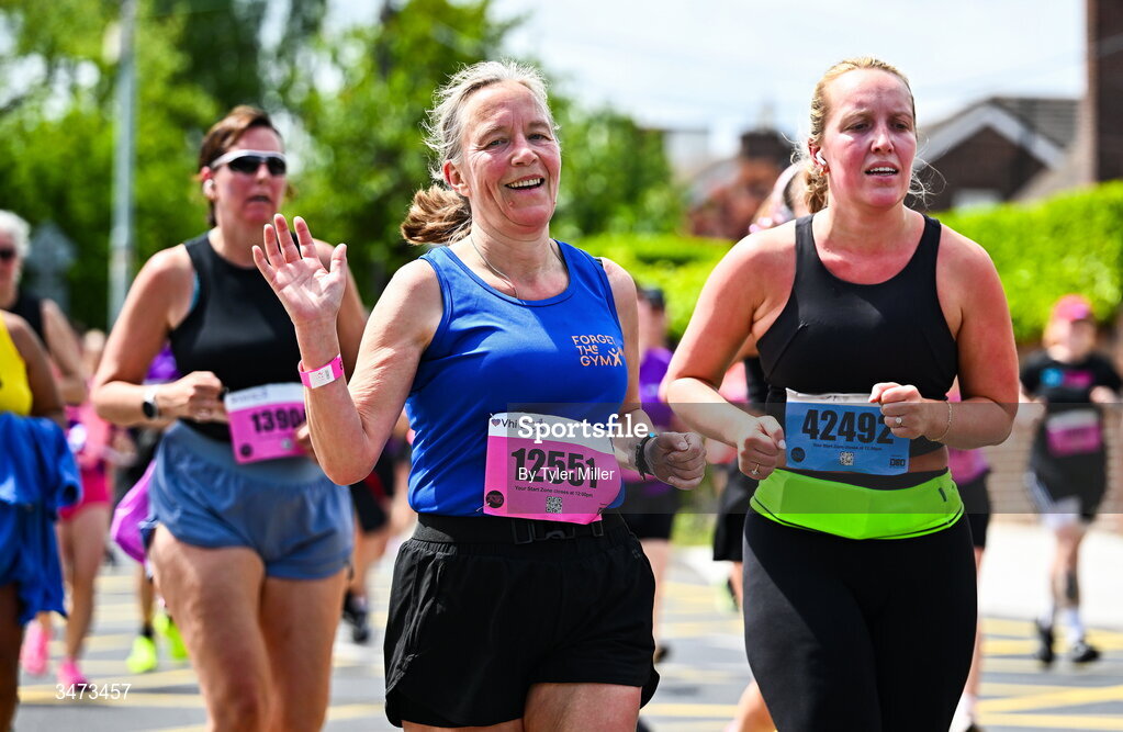 31 May 2026; Participants during the 2026 Vhi Women’s Mini Marathon. Almost 30,000 women from all over the country took to the streets of Dublin to run, walk and jog the 10km route, raising much needed funds for hundreds of charities around the country. www.vhiwomensminimarathon.ie. Photo by Tyler Miller/Sportsfile