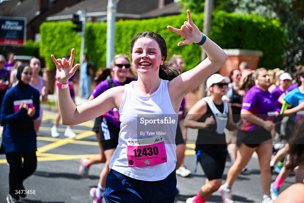 31 May 2026; Participants during the 2026 Vhi Women’s Mini Marathon. Almost 30,000 women from all over the country took to the streets of Dublin to run, walk and jog the 10km route, raising much needed funds for hundreds of charities around the country. www.vhiwomensminimarathon.ie. Photo by Tyler Miller/Sportsfile