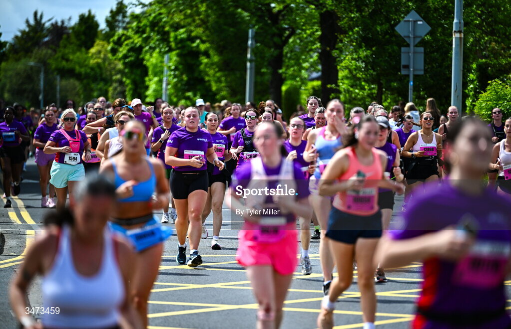 31 May 2026; Participants during the 2026 Vhi Women’s Mini Marathon. Almost 30,000 women from all over the country took to the streets of Dublin to run, walk and jog the 10km route, raising much needed funds for hundreds of charities around the country. www.vhiwomensminimarathon.ie. Photo by Tyler Miller/Sportsfile