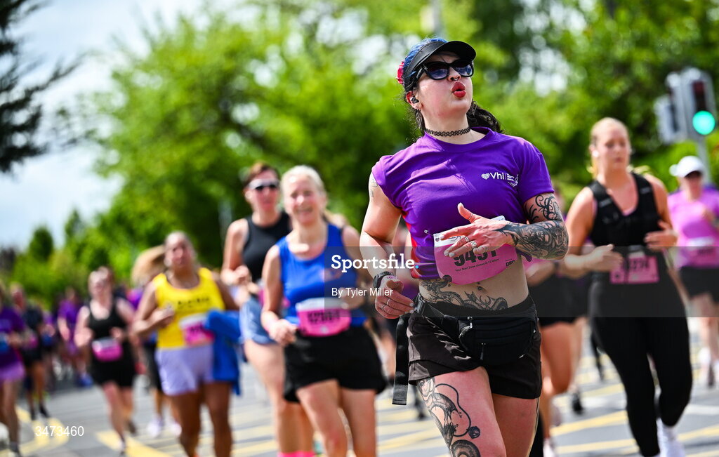 31 May 2026; Participants during the 2026 Vhi Women’s Mini Marathon. Almost 30,000 women from all over the country took to the streets of Dublin to run, walk and jog the 10km route, raising much needed funds for hundreds of charities around the country. www.vhiwomensminimarathon.ie. Photo by Tyler Miller/Sportsfile