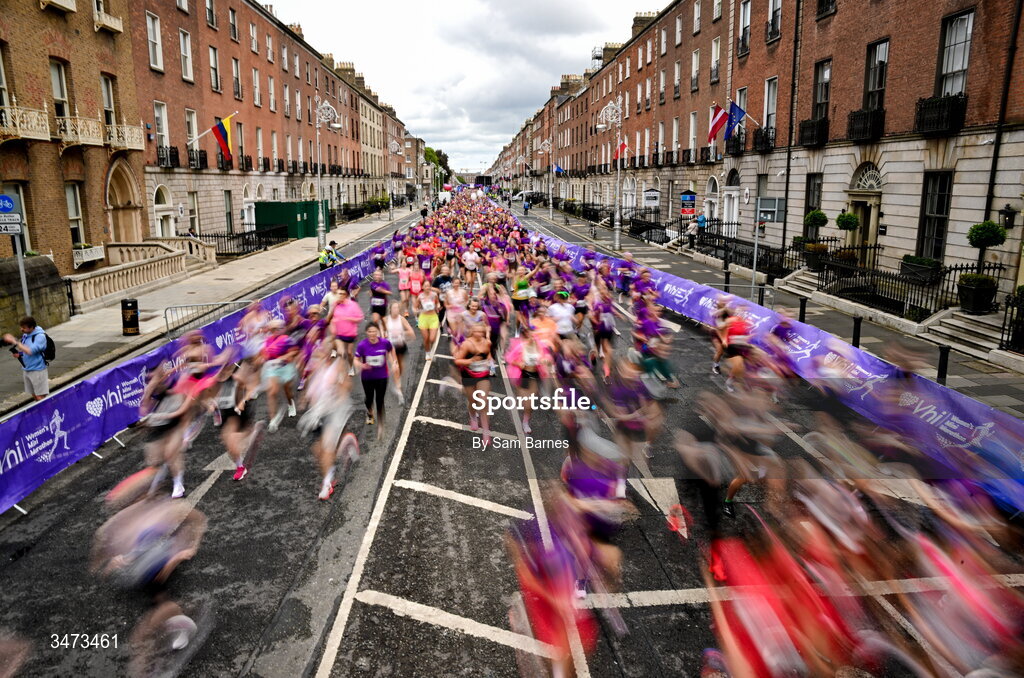 31 May 2026; Participants during the 2026 Vhi Women’s Mini Marathon. Almost 30,000 women from all over the country took to the streets of Dublin to run, walk and jog the 10km route, raising much needed funds for hundreds of charities around the country. www.vhiwomensminimarathon.ie. Photo by Sam Barnes/Sportsfile