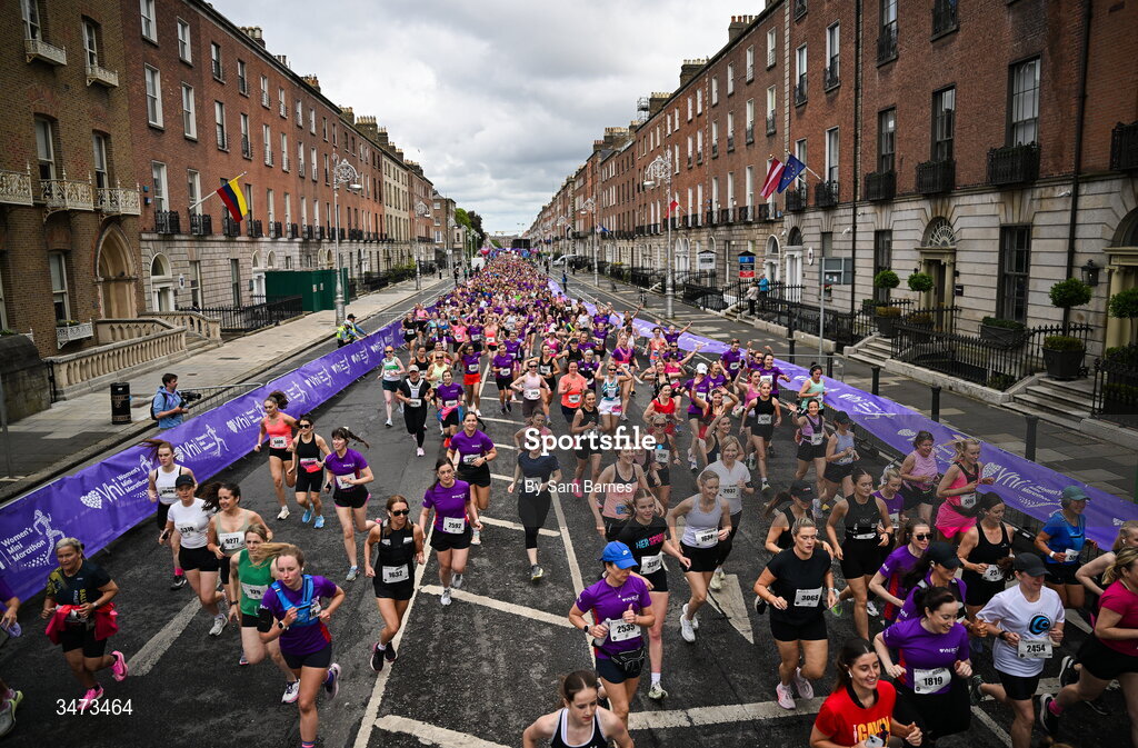 31 May 2026; Participants during the 2026 Vhi Women’s Mini Marathon. Almost 30,000 women from all over the country took to the streets of Dublin to run, walk and jog the 10km route, raising much needed funds for hundreds of charities around the country. www.vhiwomensminimarathon.ie. Photo by Sam Barnes/Sportsfile
