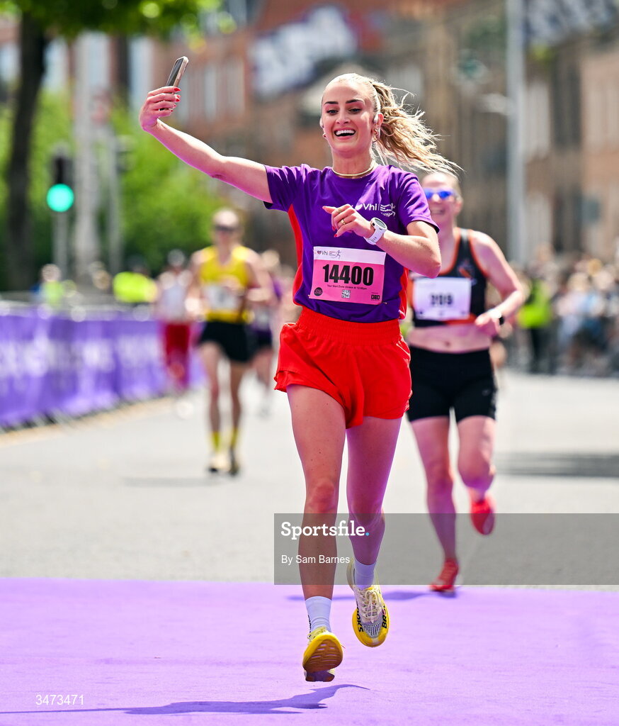 31 May 2026; VHI ambassador Nathalie Lennon during the 2026 Vhi Women’s Mini Marathon. Almost 30,000 women from all over the country took to the streets of Dublin to run, walk and jog the 10km route, raising much needed funds for hundreds of charities around the country. www.vhiwomensminimarathon.ie. Photo by Sam Barnes/Sportsfile