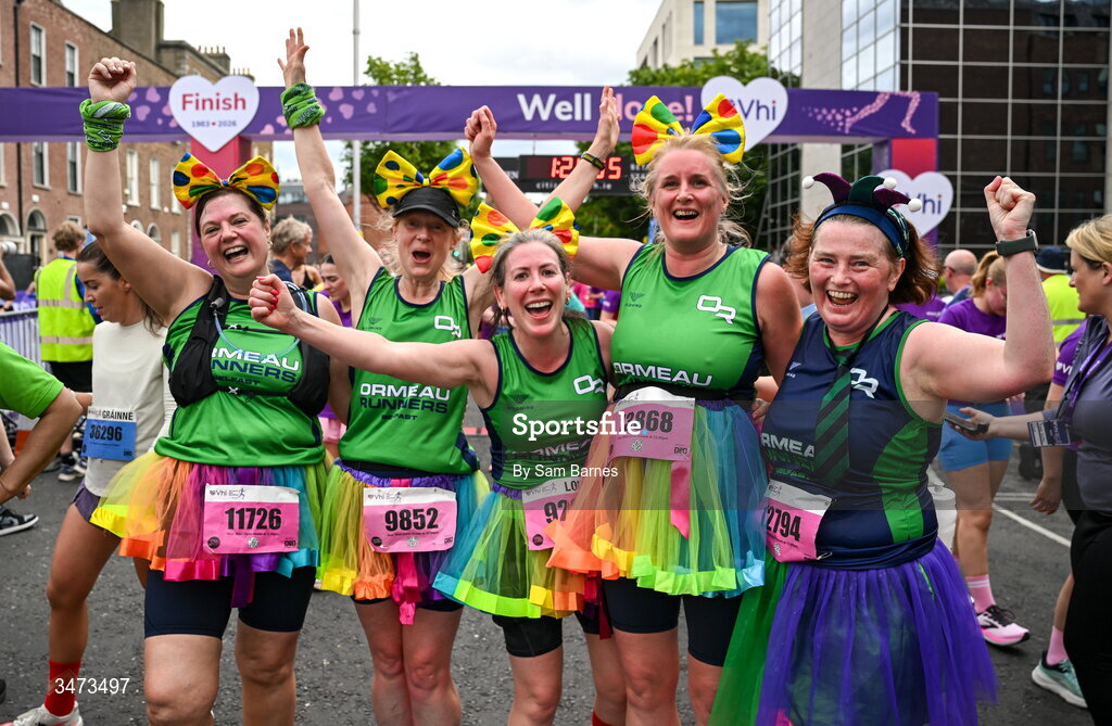 31 May 2026; Participants from Ormeau Runners, Belfast, during the 2026 Vhi Women’s Mini Marathon. Almost 30,000 women from all over the country took to the streets of Dublin to run, walk and jog the 10km route, raising much needed funds for hundreds of charities around the country. www.vhiwomensminimarathon.ie. Photo by Sam Barnes/Sportsfile