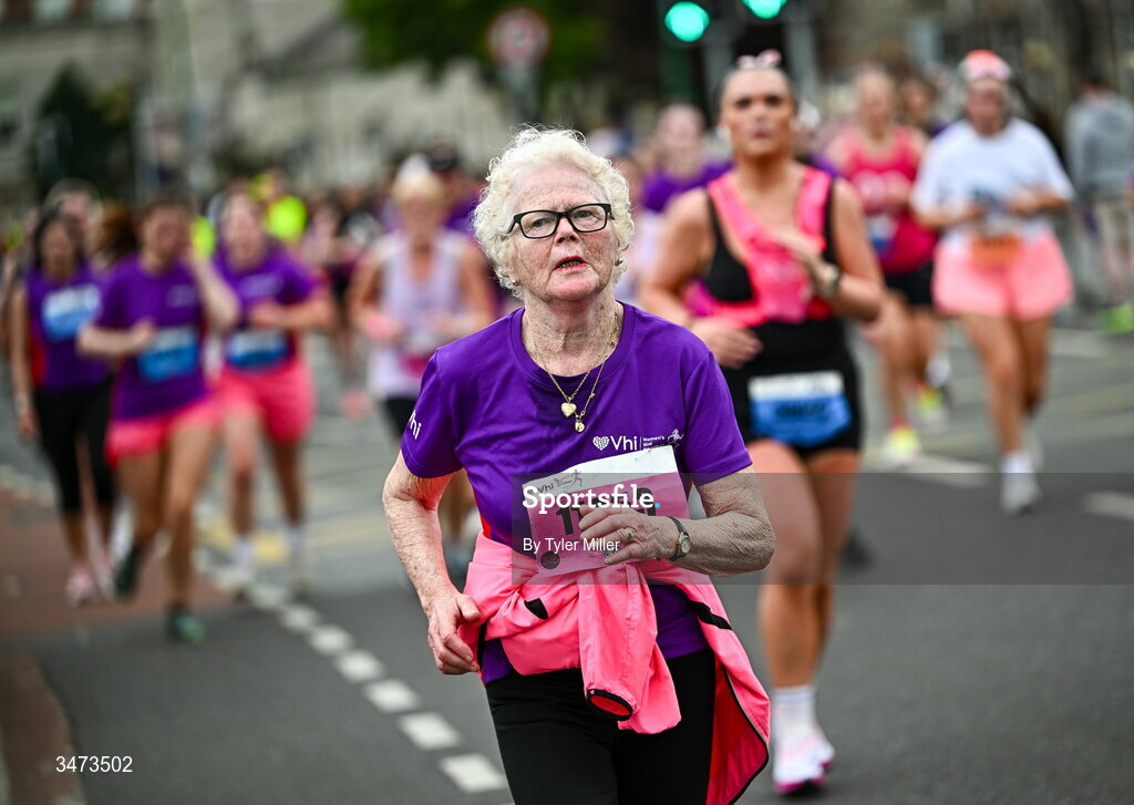 31 May 2026; Participants during the 2026 Vhi Women’s Mini Marathon. Almost 30,000 women from all over the country took to the streets of Dublin to run, walk and jog the 10km route, raising much needed funds for hundreds of charities around the country. www.vhiwomensminimarathon.ie. Photo by Tyler Miller/Sportsfile