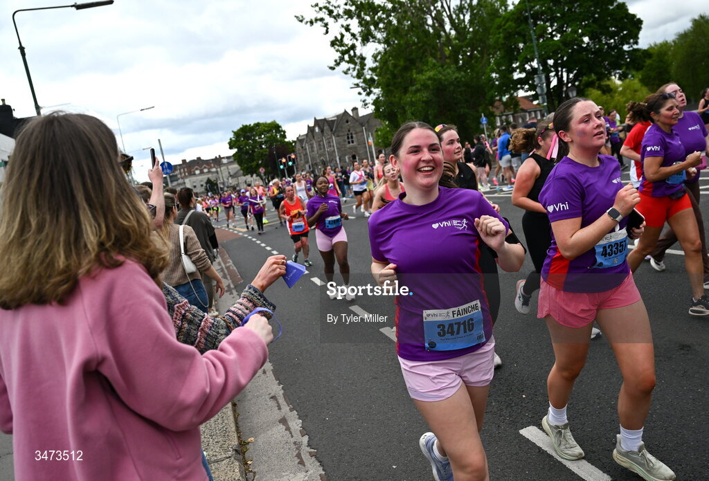31 May 2026; Participants during the 2026 Vhi Women’s Mini Marathon. Almost 30,000 women from all over the country took to the streets of Dublin to run, walk and jog the 10km route, raising much needed funds for hundreds of charities around the country. www.vhiwomensminimarathon.ie. Photo by Tyler Miller/Sportsfile