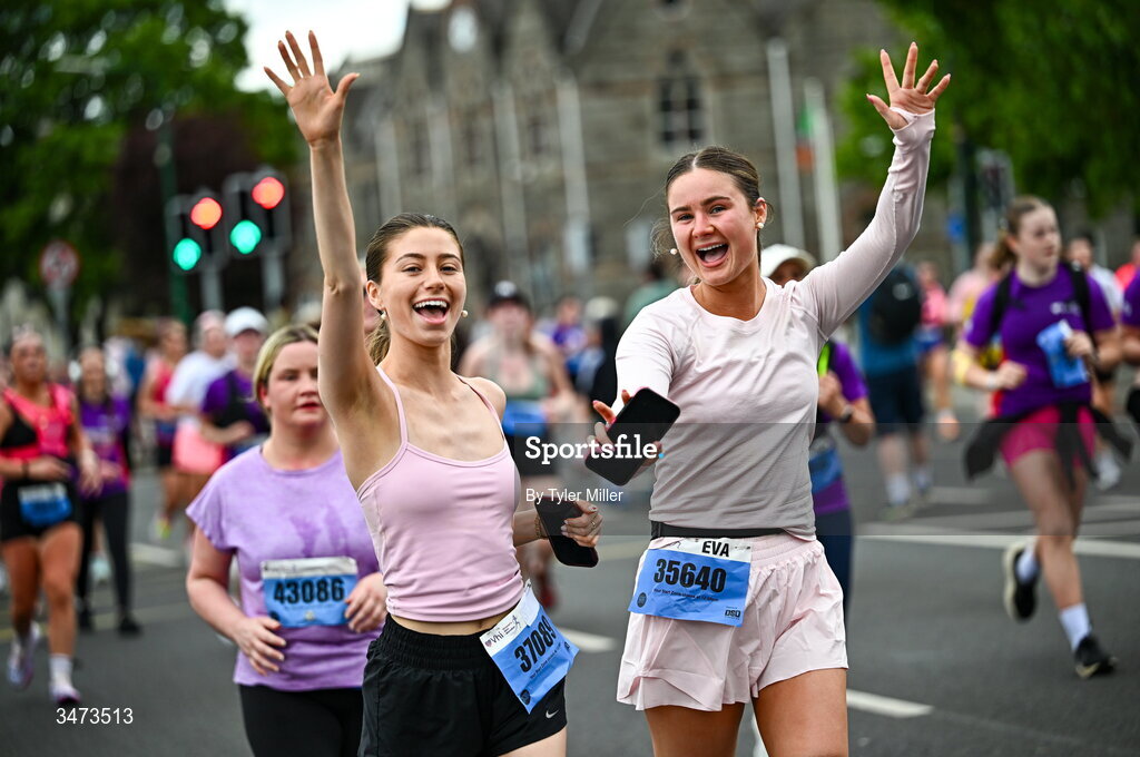 31 May 2026; Participants during the 2026 Vhi Women’s Mini Marathon. Almost 30,000 women from all over the country took to the streets of Dublin to run, walk and jog the 10km route, raising much needed funds for hundreds of charities around the country. www.vhiwomensminimarathon.ie. Photo by Tyler Miller/Sportsfile