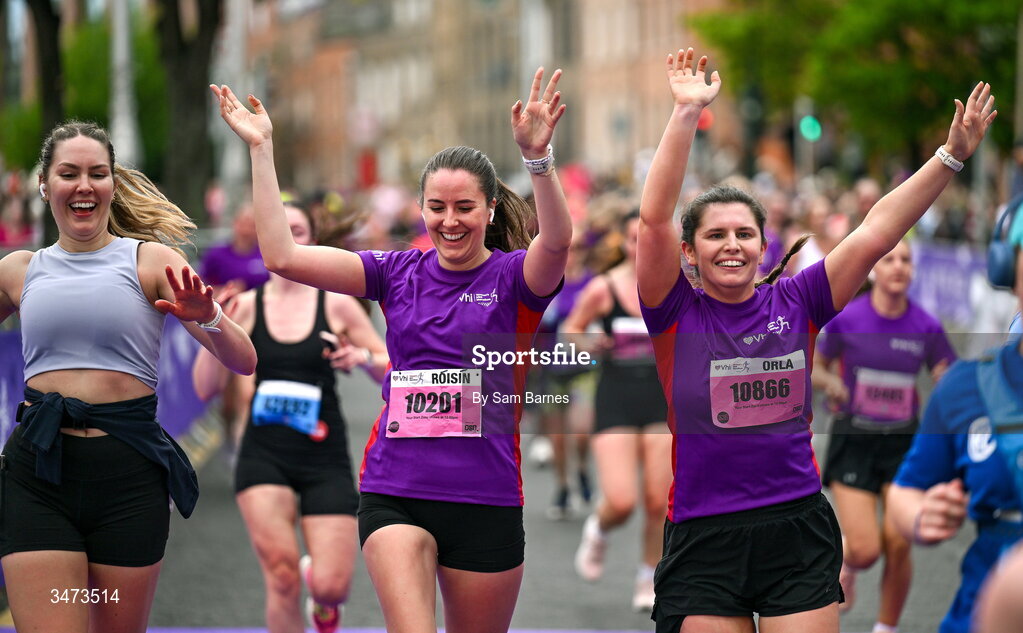 31 May 2026; Participants during the 2026 Vhi Women’s Mini Marathon. Almost 30,000 women from all over the country took to the streets of Dublin to run, walk and jog the 10km route, raising much needed funds for hundreds of charities around the country. www.vhiwomensminimarathon.ie. Photo by Sam Barnes/Sportsfile