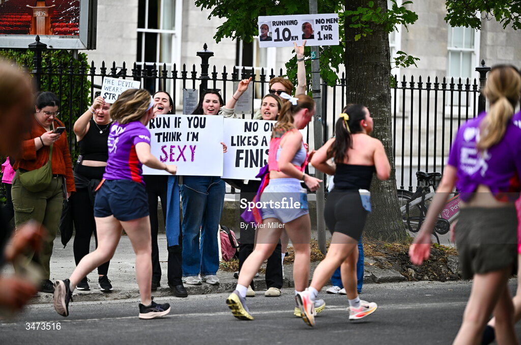 31 May 2026; Participants during the 2026 Vhi Women’s Mini Marathon. Almost 30,000 women from all over the country took to the streets of Dublin to run, walk and jog the 10km route, raising much needed funds for hundreds of charities around the country. www.vhiwomensminimarathon.ie. Photo by Tyler Miller/Sportsfile