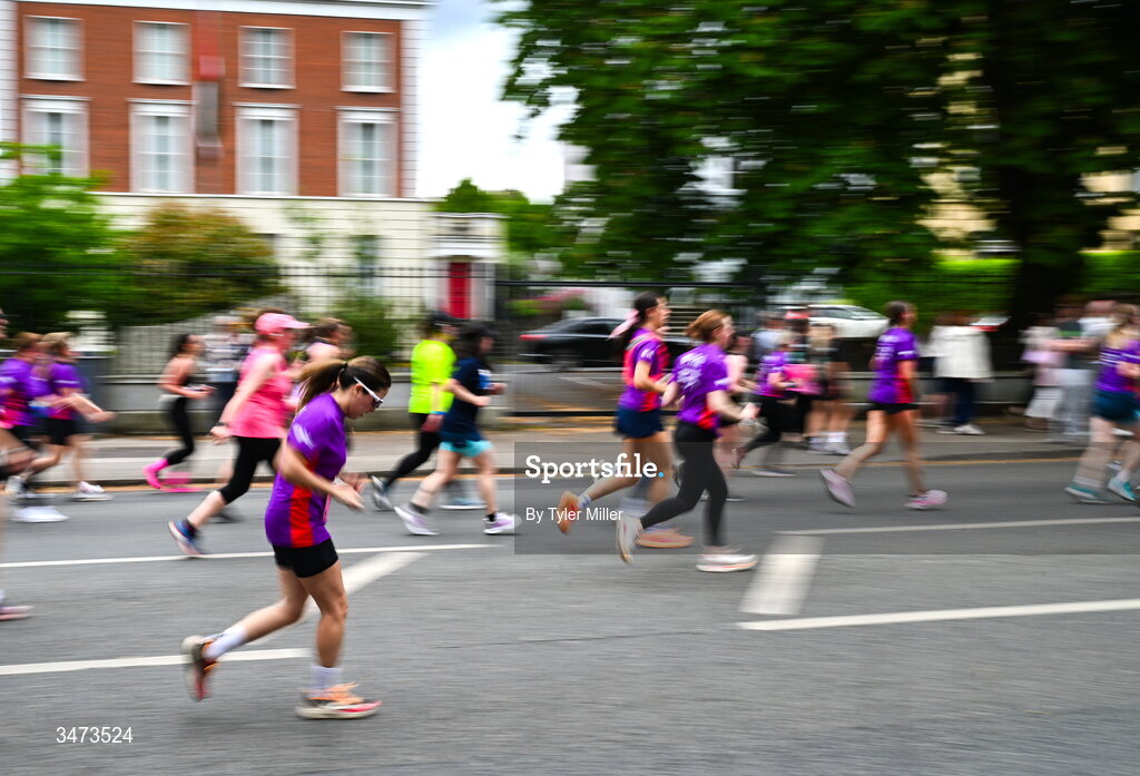 31 May 2026; Participants during the 2026 Vhi Women’s Mini Marathon. Almost 30,000 women from all over the country took to the streets of Dublin to run, walk and jog the 10km route, raising much needed funds for hundreds of charities around the country. www.vhiwomensminimarathon.ie. Photo by Tyler Miller/Sportsfile