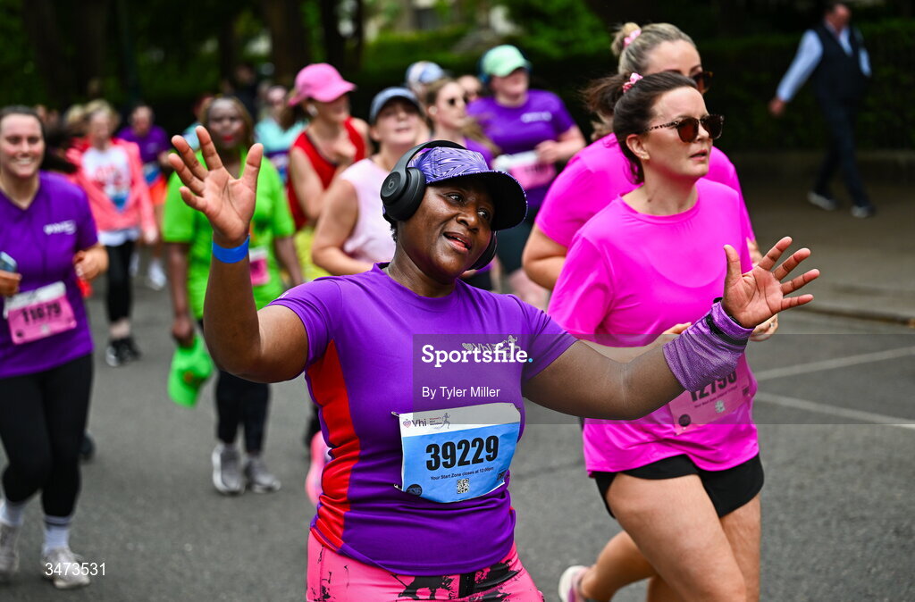 31 May 2026; Participants during the 2026 Vhi Women’s Mini Marathon. Almost 30,000 women from all over the country took to the streets of Dublin to run, walk and jog the 10km route, raising much needed funds for hundreds of charities around the country. www.vhiwomensminimarathon.ie. Photo by Tyler Miller/Sportsfile
