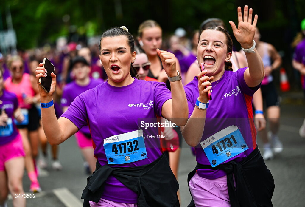 31 May 2026; Participants during the 2026 Vhi Women’s Mini Marathon. Almost 30,000 women from all over the country took to the streets of Dublin to run, walk and jog the 10km route, raising much needed funds for hundreds of charities around the country. www.vhiwomensminimarathon.ie. Photo by Tyler Miller/Sportsfile