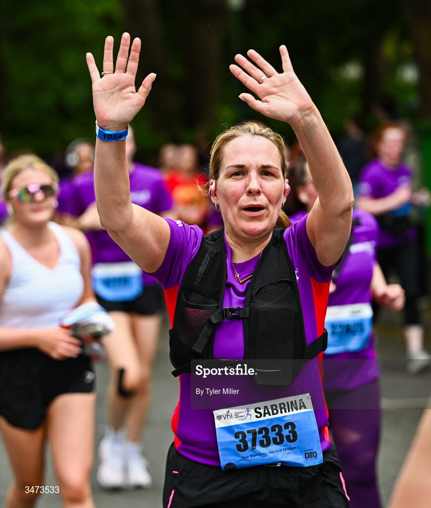 31 May 2026; Participants during the 2026 Vhi Women’s Mini Marathon. Almost 30,000 women from all over the country took to the streets of Dublin to run, walk and jog the 10km route, raising much needed funds for hundreds of charities around the country. www.vhiwomensminimarathon.ie. Photo by Tyler Miller/Sportsfile