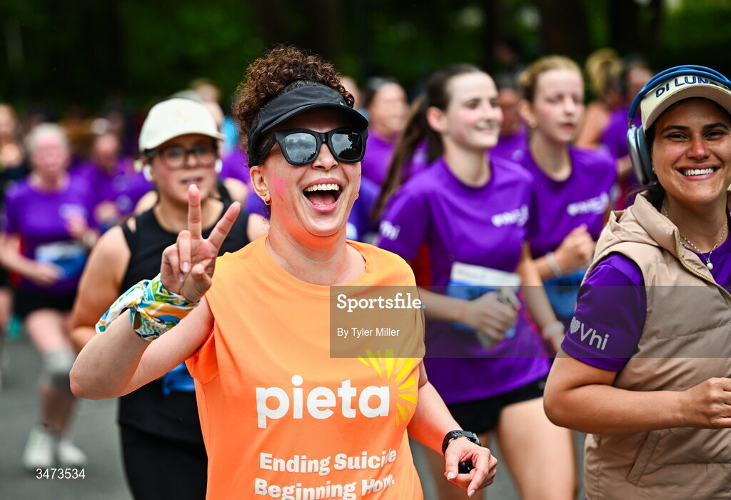 31 May 2026; Participants during the 2026 Vhi Women’s Mini Marathon. Almost 30,000 women from all over the country took to the streets of Dublin to run, walk and jog the 10km route, raising much needed funds for hundreds of charities around the country. www.vhiwomensminimarathon.ie. Photo by Tyler Miller/Sportsfile