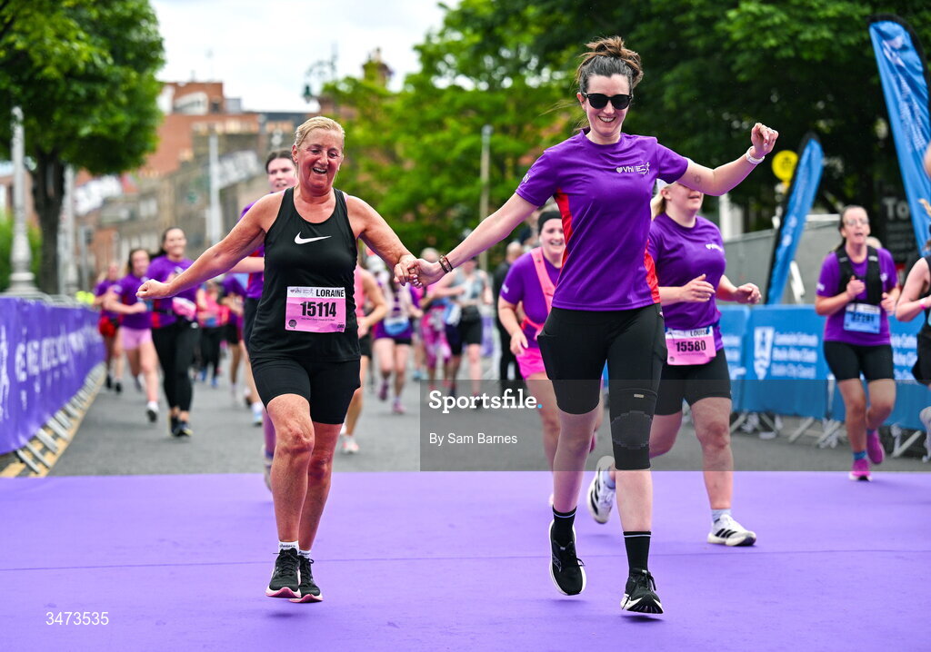 31 May 2026; Participants during the 2026 Vhi Women’s Mini Marathon. Almost 30,000 women from all over the country took to the streets of Dublin to run, walk and jog the 10km route, raising much needed funds for hundreds of charities around the country. www.vhiwomensminimarathon.ie. Photo by Sam Barnes/Sportsfile