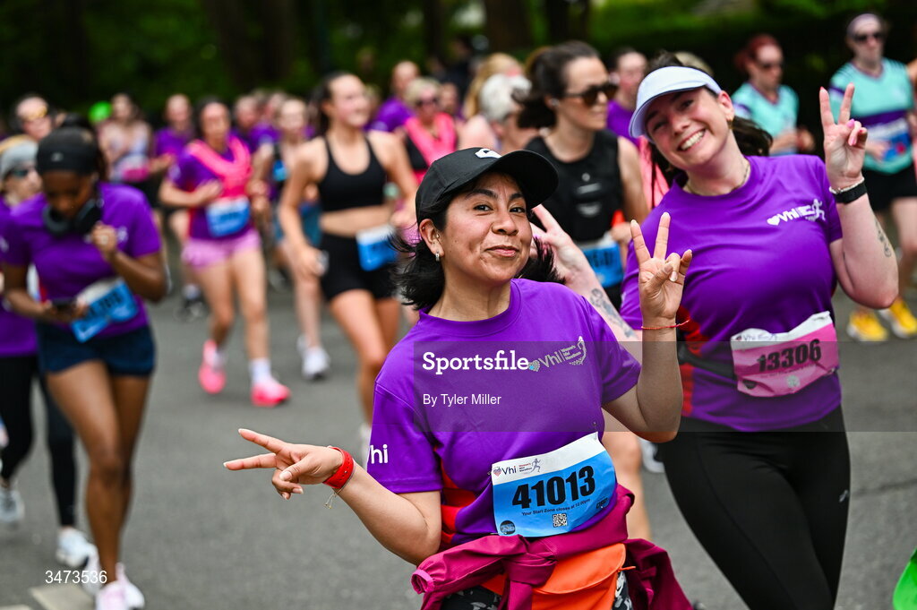 31 May 2026; Participants during the 2026 Vhi Women’s Mini Marathon. Almost 30,000 women from all over the country took to the streets of Dublin to run, walk and jog the 10km route, raising much needed funds for hundreds of charities around the country. www.vhiwomensminimarathon.ie. Photo by Tyler Miller/Sportsfile