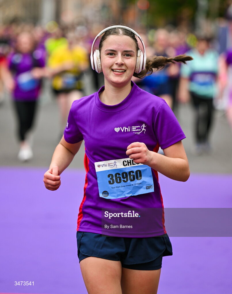 31 May 2026; Chloe McSweeney during the 2026 Vhi Women’s Mini Marathon. Almost 30,000 women from all over the country took to the streets of Dublin to run, walk and jog the 10km route, raising much needed funds for hundreds of charities around the country. www.vhiwomensminimarathon.ie. Photo by Sam Barnes/Sportsfile
