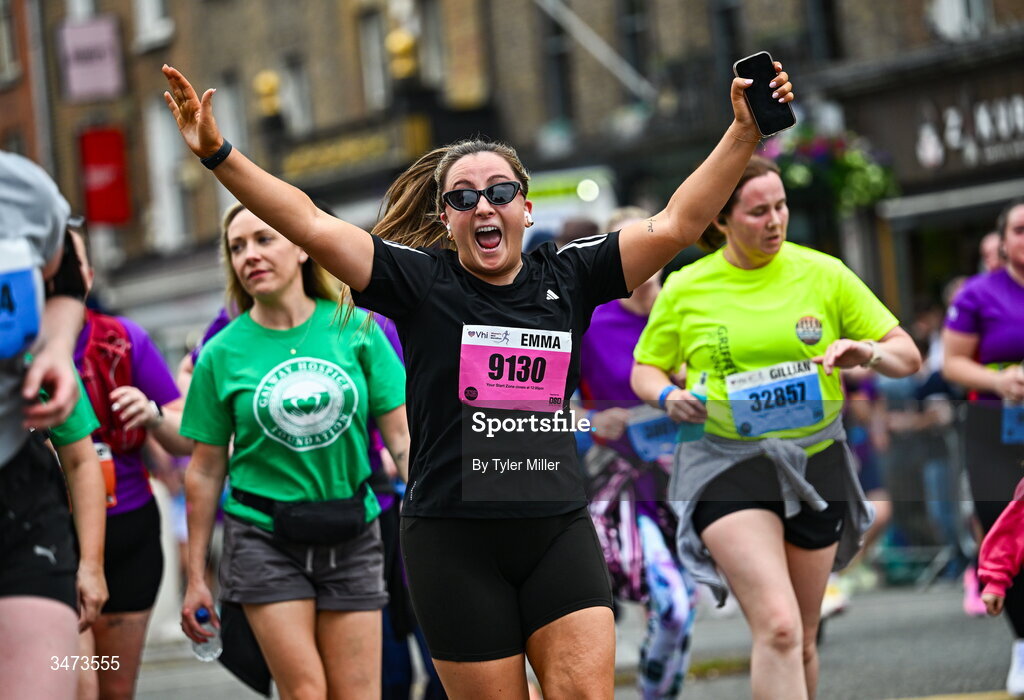 31 May 2026; Emma Cleary during the 2026 Vhi Women’s Mini Marathon. Almost 30,000 women from all over the country took to the streets of Dublin to run, walk and jog the 10km route, raising much needed funds for hundreds of charities around the country. www.vhiwomensminimarathon.ie. Photo by Tyler Miller/Sportsfile