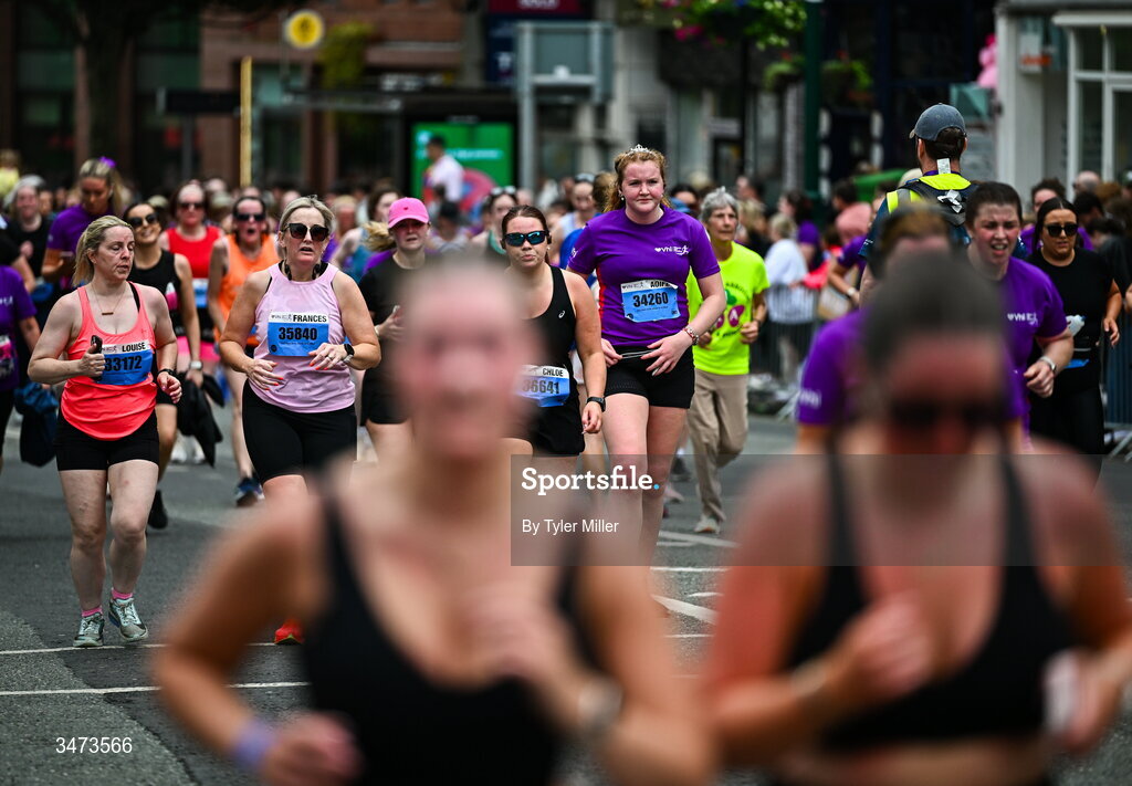 31 May 2026; Participants during the 2026 Vhi Women’s Mini Marathon. Almost 30,000 women from all over the country took to the streets of Dublin to run, walk and jog the 10km route, raising much needed funds for hundreds of charities around the country. www.vhiwomensminimarathon.ie. Photo by Tyler Miller/Sportsfile