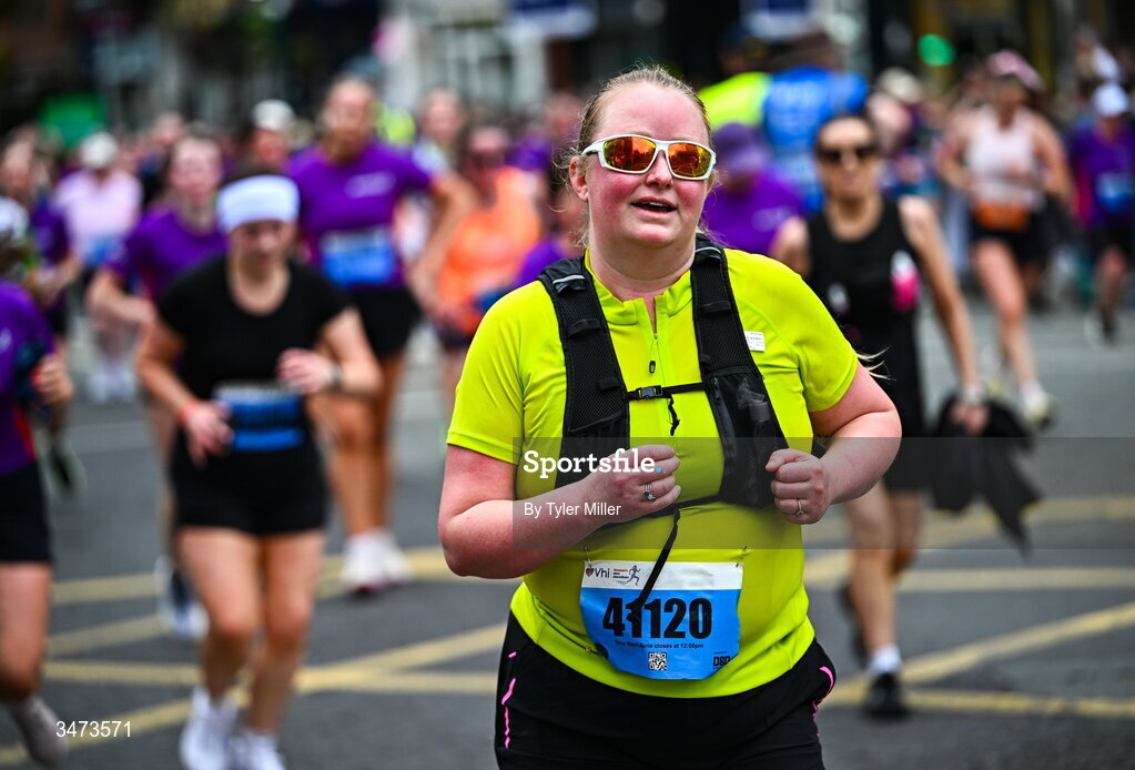 31 May 2026; Sarah Killeen during the 2026 Vhi Women’s Mini Marathon. Almost 30,000 women from all over the country took to the streets of Dublin to run, walk and jog the 10km route, raising much needed funds for hundreds of charities around the country. www.vhiwomensminimarathon.ie. Photo by Tyler Miller/Sportsfile
