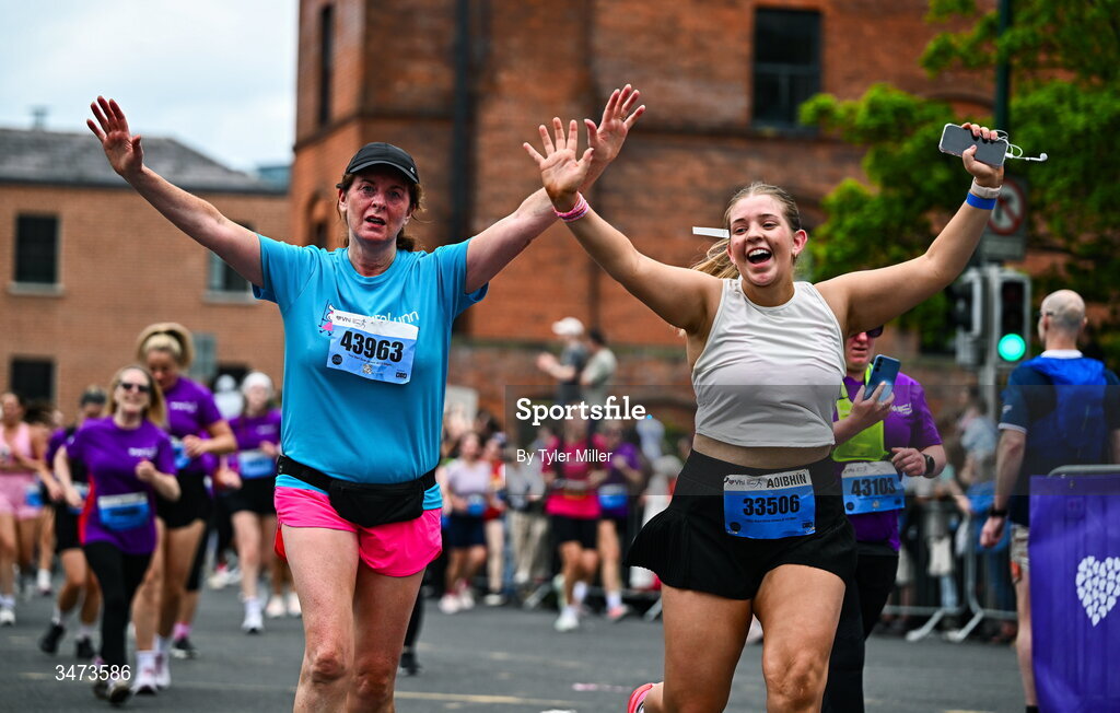 31 May 2026; Participants during the 2026 Vhi Women’s Mini Marathon. Almost 30,000 women from all over the country took to the streets of Dublin to run, walk and jog the 10km route, raising much needed funds for hundreds of charities around the country. www.vhiwomensminimarathon.ie. Photo by Tyler Miller/Sportsfile