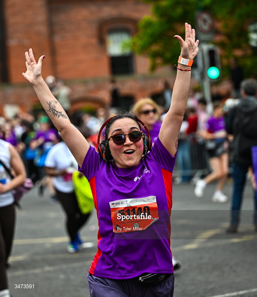 31 May 2026; Sara Escobar during the 2026 Vhi Women’s Mini Marathon. Almost 30,000 women from all over the country took to the streets of Dublin to run, walk and jog the 10km route, raising much needed funds for hundreds of charities around the country. www.vhiwomensminimarathon.ie. Photo by Tyler Miller/Sportsfile