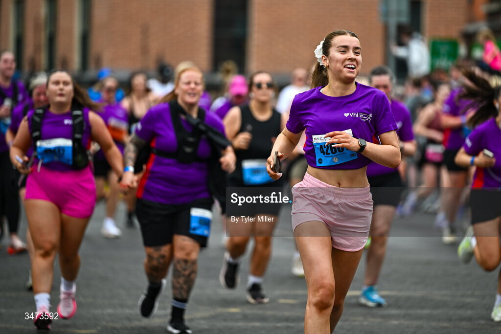 31 May 2026; Participants during the 2026 Vhi Women’s Mini Marathon. Almost 30,000 women from all over the country took to the streets of Dublin to run, walk and jog the 10km route, raising much needed funds for hundreds of charities around the country. www.vhiwomensminimarathon.ie. Photo by Tyler Miller/Sportsfile