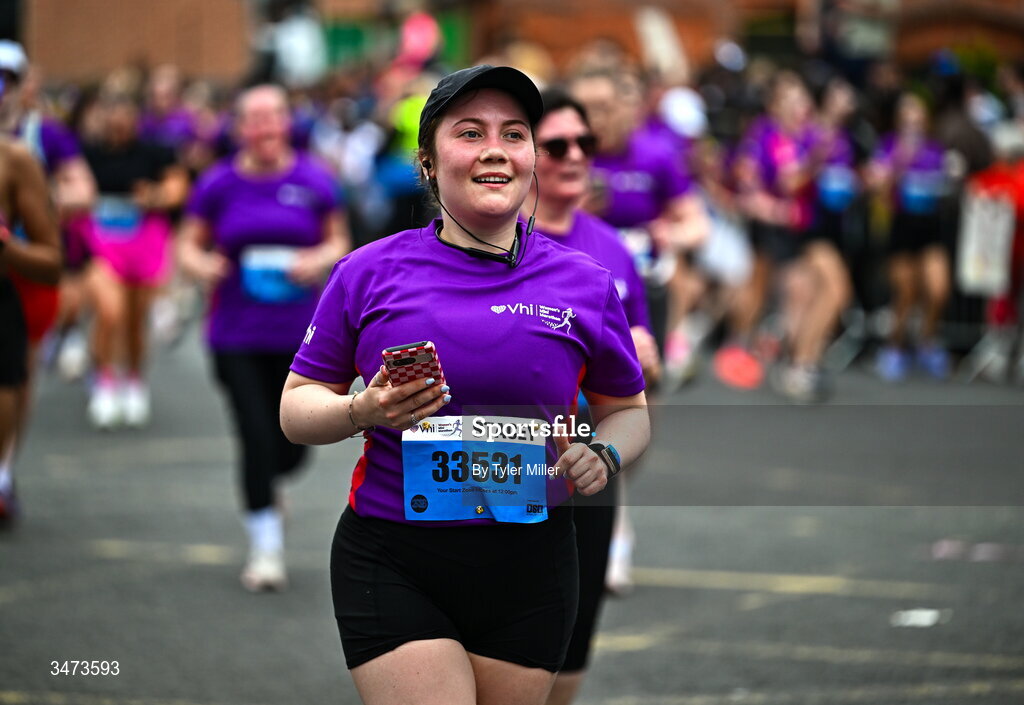 31 May 2026; Stacey Connolly during the 2026 Vhi Women’s Mini Marathon. Almost 30,000 women from all over the country took to the streets of Dublin to run, walk and jog the 10km route, raising much needed funds for hundreds of charities around the country. www.vhiwomensminimarathon.ie. Photo by Tyler Miller/Sportsfile