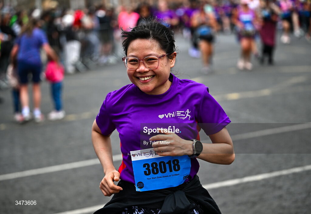 31 May 2026; Marie Elaine Refugio during the 2026 Vhi Women’s Mini Marathon. Almost 30,000 women from all over the country took to the streets of Dublin to run, walk and jog the 10km route, raising much needed funds for hundreds of charities around the country. www.vhiwomensminimarathon.ie. Photo by Tyler Miller/Sportsfile